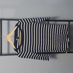 Carol Little navy/cream stretch boat neck 3/4 sleeve top size medium
